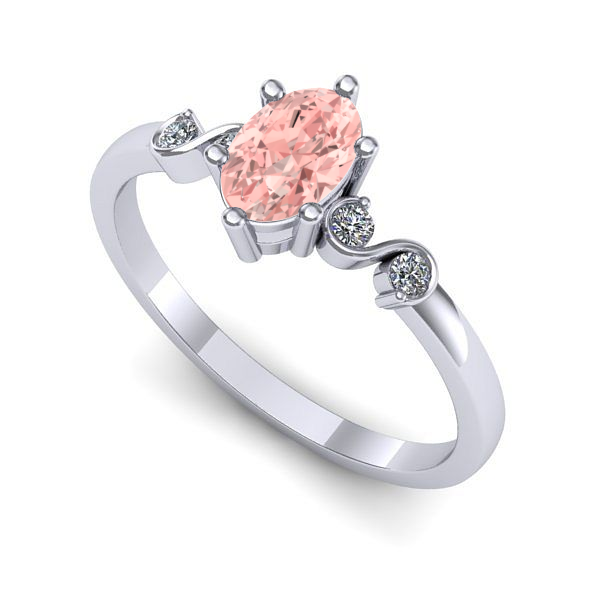 Inel logodna din aur alb cu diamant de laborator roz