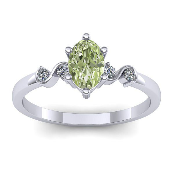 Inel cu diamant de laborator verde oval