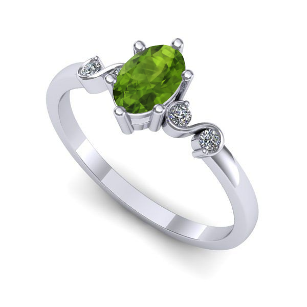 Inel de logodna din aur alb cu peridot