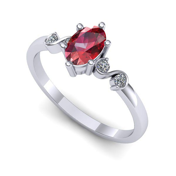 Inel logodna din aur alb cu rubin