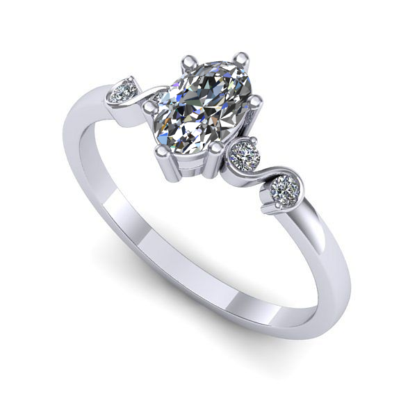 Inel de logodna din aur alb cu safir alb