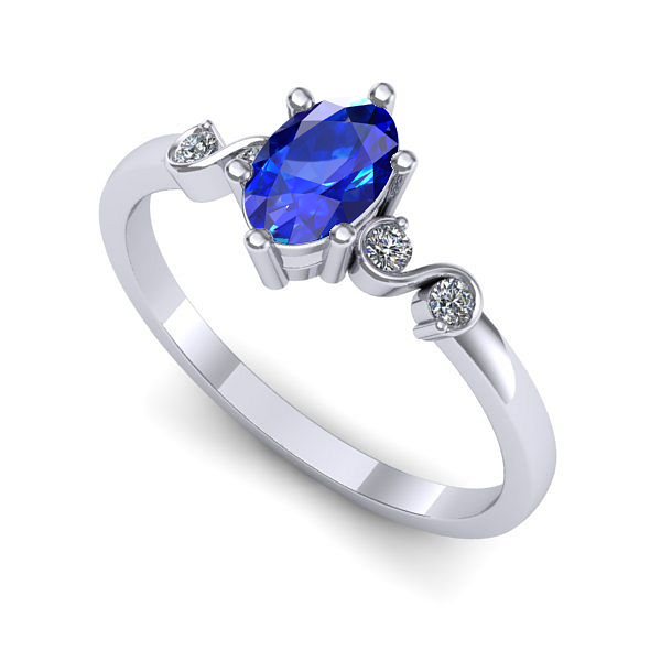 Inel din aur alb cu safir