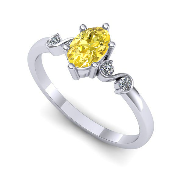 Inel din aur alb cu safir galben