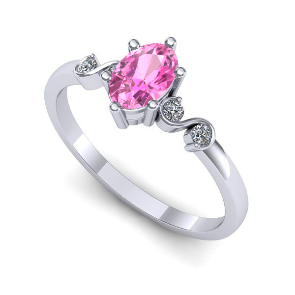 Inel din aur alb cu safir roz