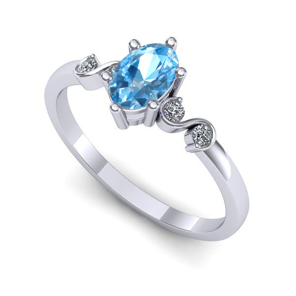 Inel de logodna din aur alb cu topaz blue