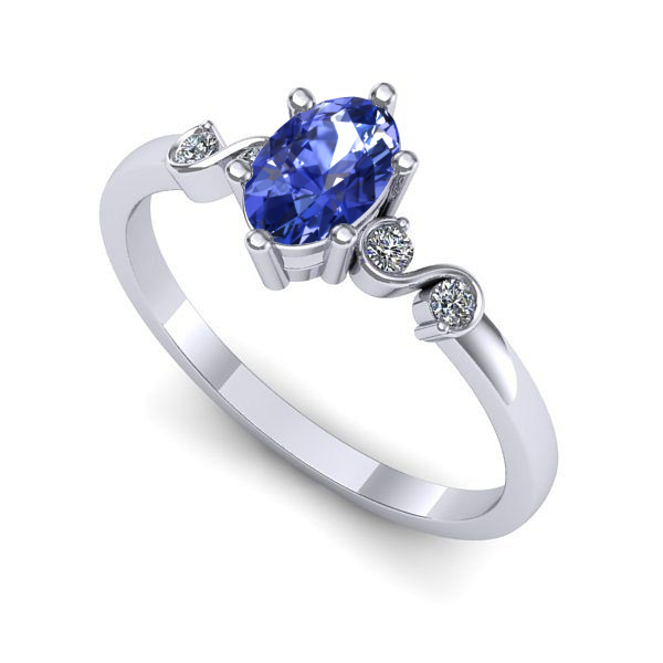 Inel de logodna din aur alb cu tanzanit