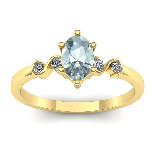 Inel logodna cu aquamarin oval