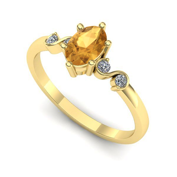 Inel din aur galben cu citrin