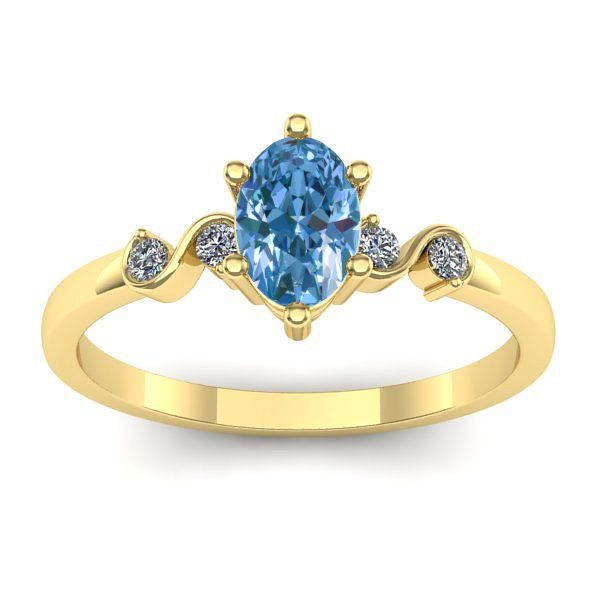 Inel de logodna cu diamant de laborator albastru oval