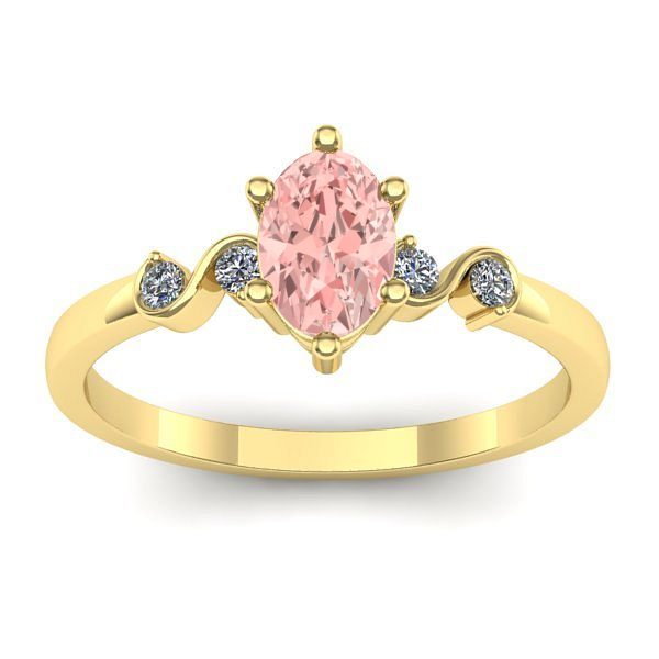 Inel cu diamant de laborator roz oval