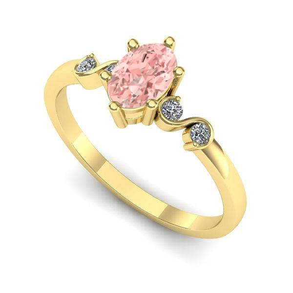 Inel de logodna din aur galben cu diamant de laborator roz