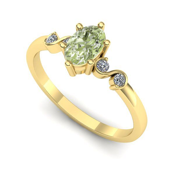 Inel din aur galben cu diamant de laborator verde