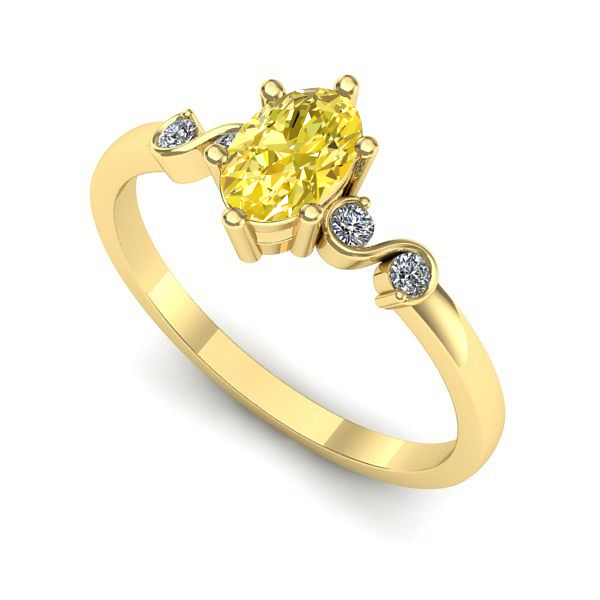 Inel logodna din aur galben cu safir galben