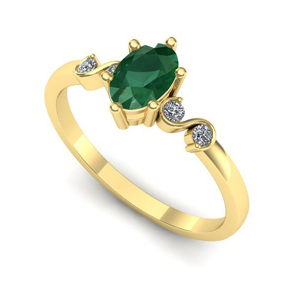 Inel logodna din aur galben cu smarald
