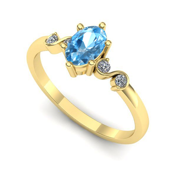 Inel de logodna din aur galben cu topaz blue