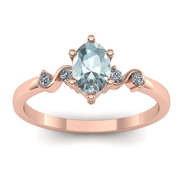 Inel de logodna cu aquamarin oval