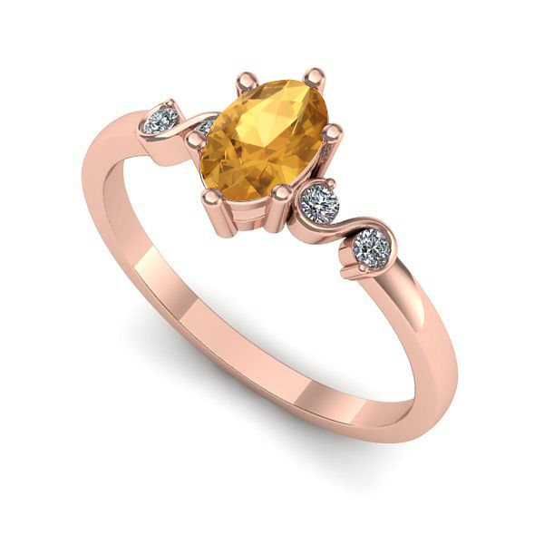 Inel de logodna din aur roz cu citrin