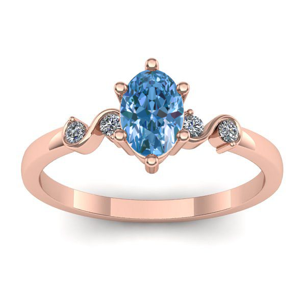 Inel logodna cu diamant de laborator albastru oval