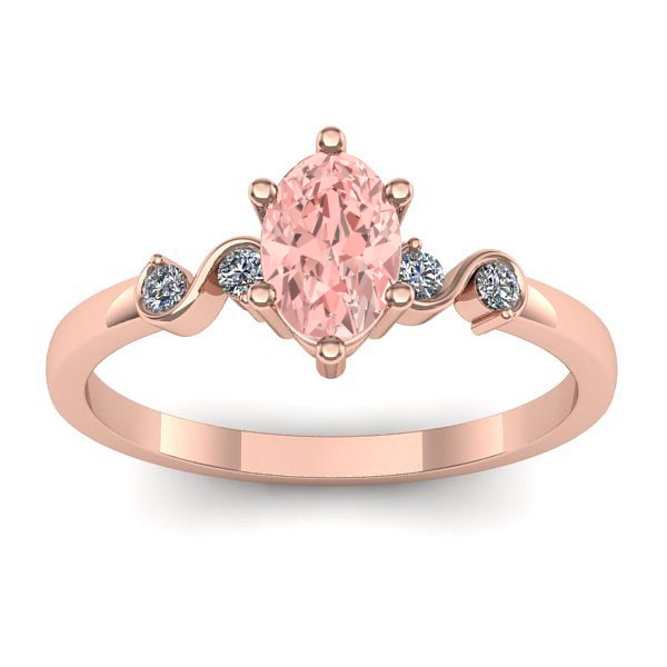 Inel cu diamant de laborator roz oval