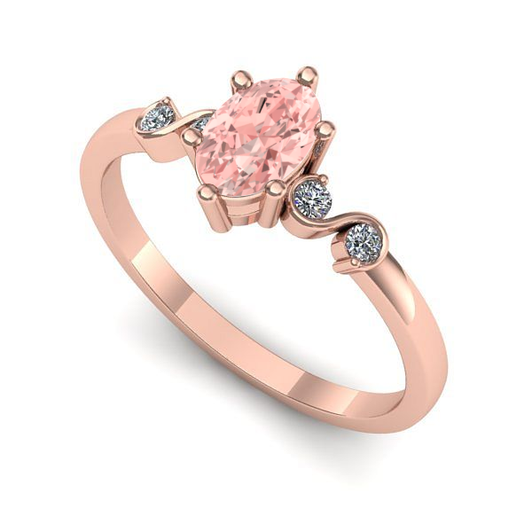 Inel logodna din aur roz cu diamant de laborator roz