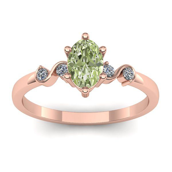 Inel de logodna cu diamant de laborator verde oval