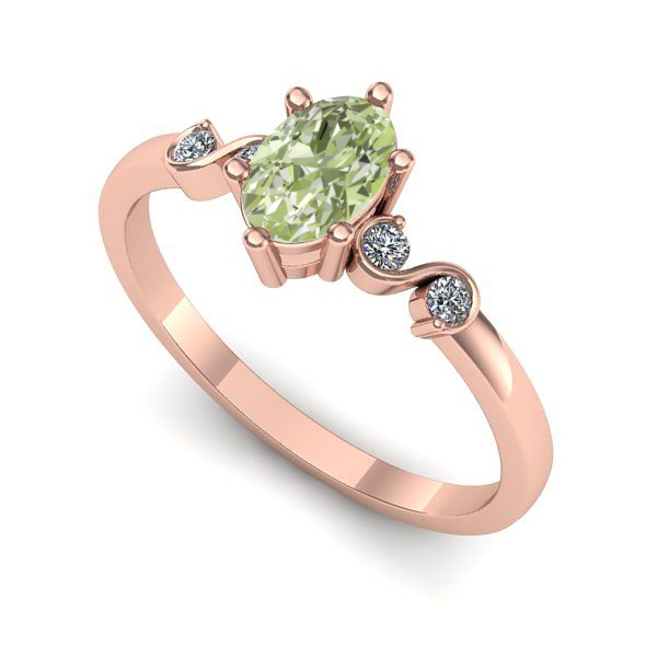 Inel de logodna din aur roz cu diamant de laborator verde