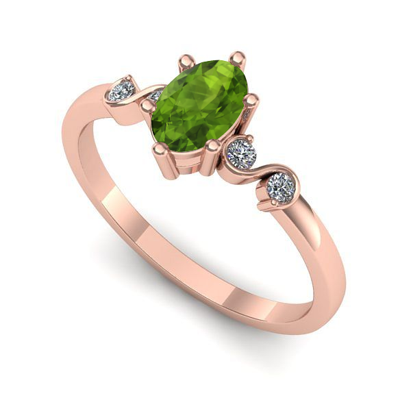 Inel de logodna din aur roz cu peridot