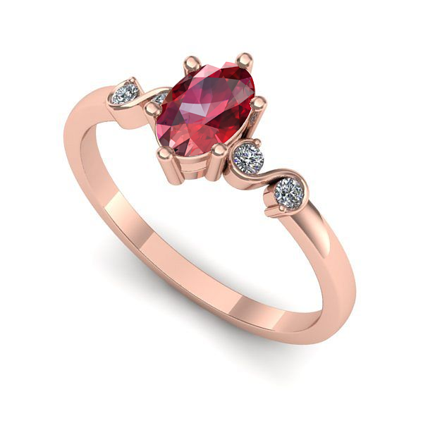 Inel de logodna din aur roz cu rubin