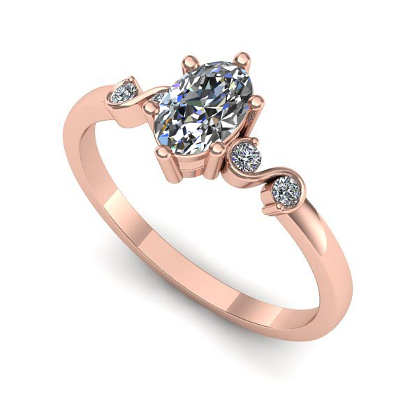 Inel logodna din aur roz cu safir alb