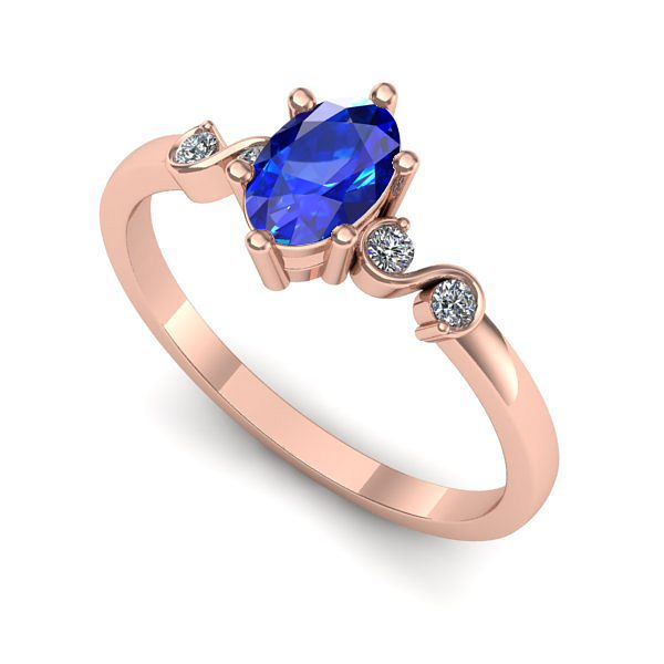 Inel din aur roz cu safir