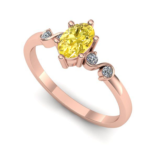 Inel logodna din aur roz cu safir galben