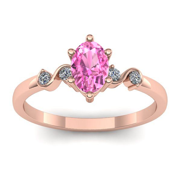 Inel logodna cu safir roz oval