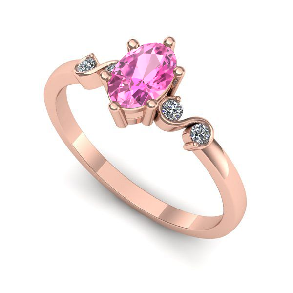 Inel logodna din aur roz cu safir roz