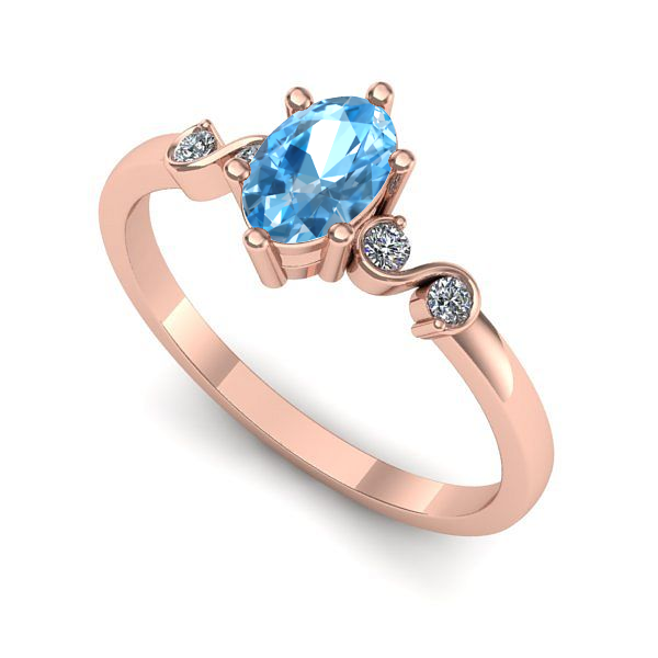 Inel din aur roz cu topaz blue