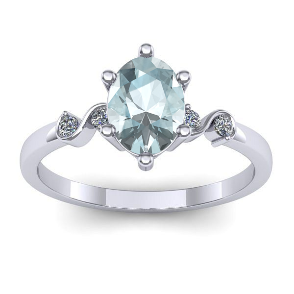 Inel cu aquamarin oval