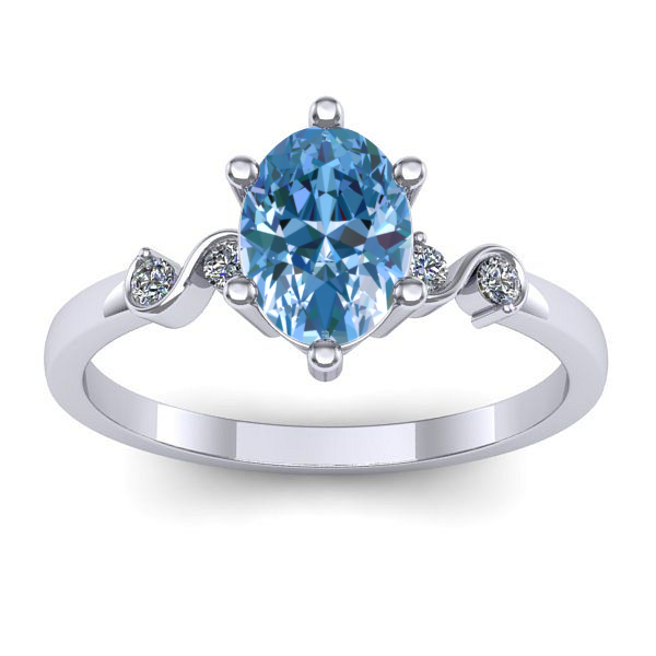Inel logodna cu diamant de laborator albastru oval