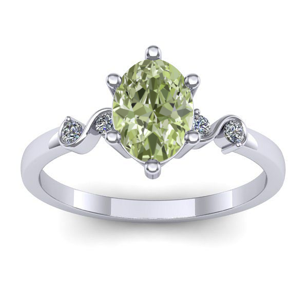 Inel cu diamant de laborator verde oval