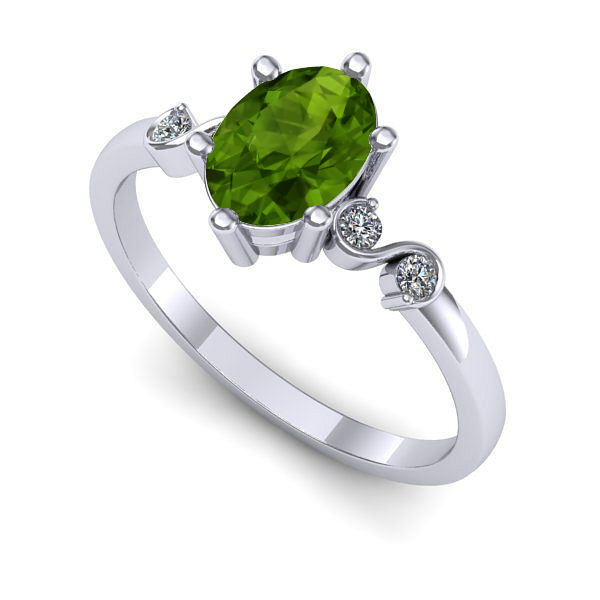 Inel logodna din aur alb cu peridot