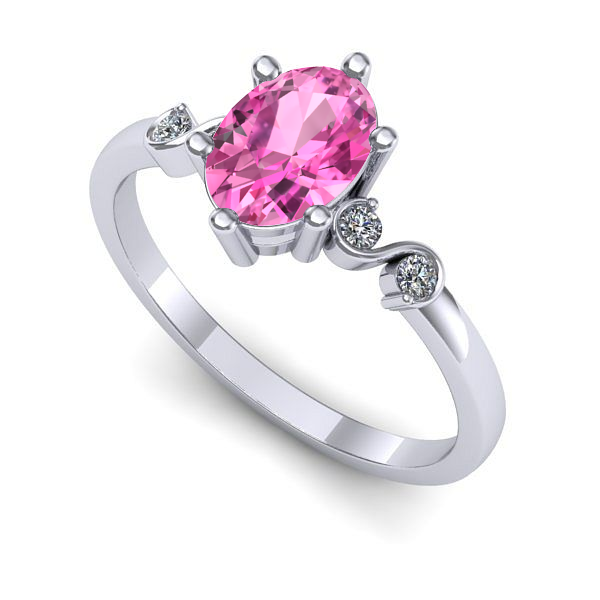 Inel din aur alb cu safir roz