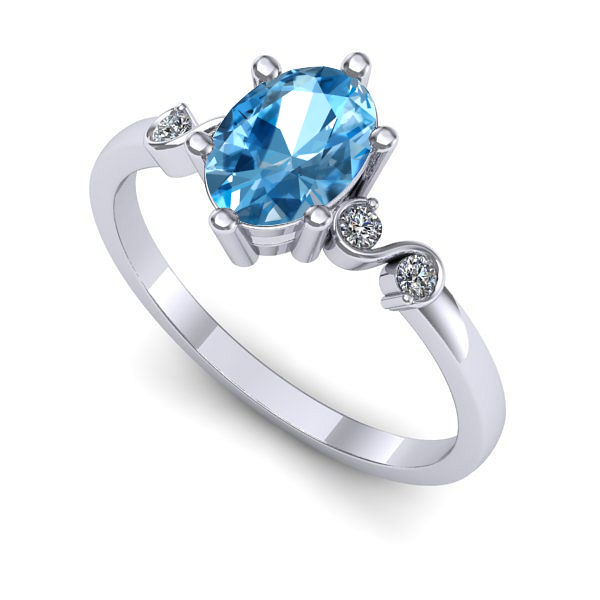 Inel logodna din aur alb cu topaz blue