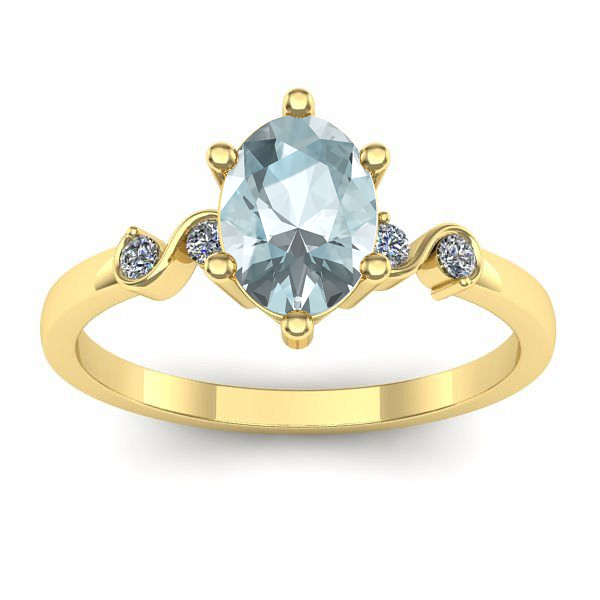 Inel logodna cu aquamarin oval