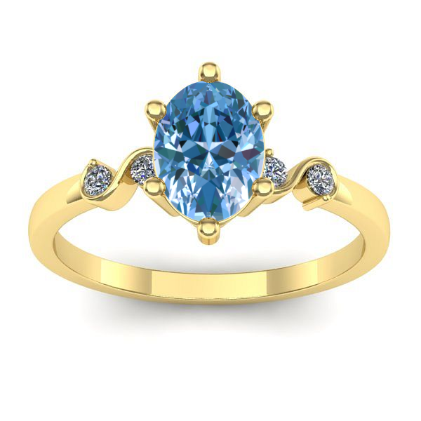 Inel cu diamant de laborator albastru oval