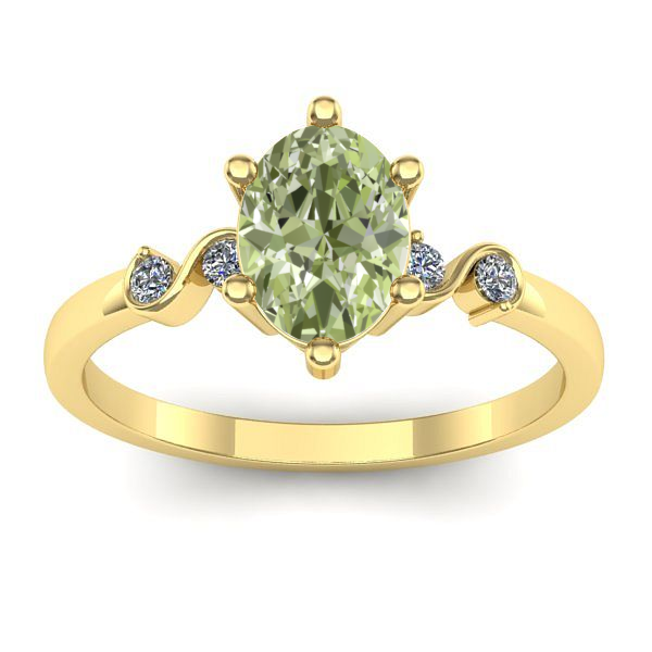 Inel cu diamant de laborator verde oval
