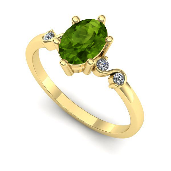 Inel logodna din aur galben cu peridot