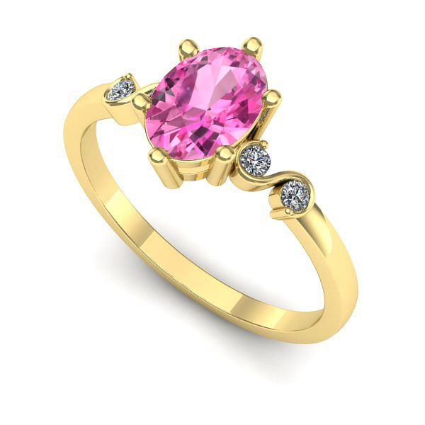 Inel din aur galben cu safir roz