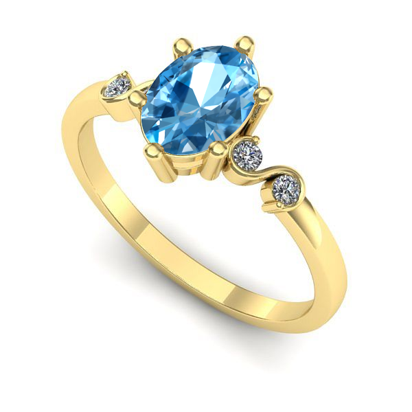 Inel logodna din aur galben cu topaz blue