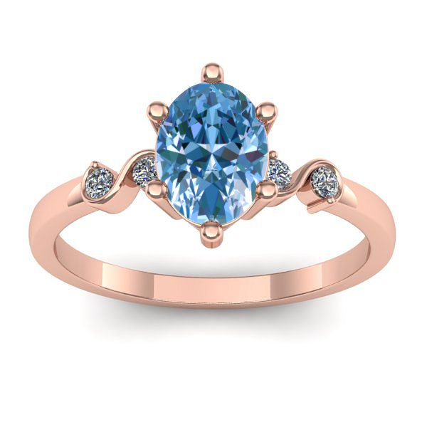 Inel de logodna cu diamant de laborator albastru oval