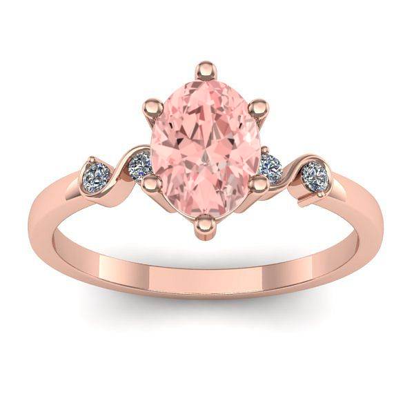 Inel cu diamant de laborator roz oval
