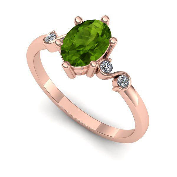 Inel din aur roz cu peridot