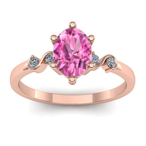 Inel logodna cu safir roz oval